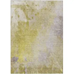Photo of Gold Beige and Purple Abstract Washable Non Skid Indoor Outdoor Area Rug