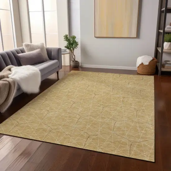 Gold Black And Beige Geometric Washable Indoor Outdoor Area Rug Photo 8