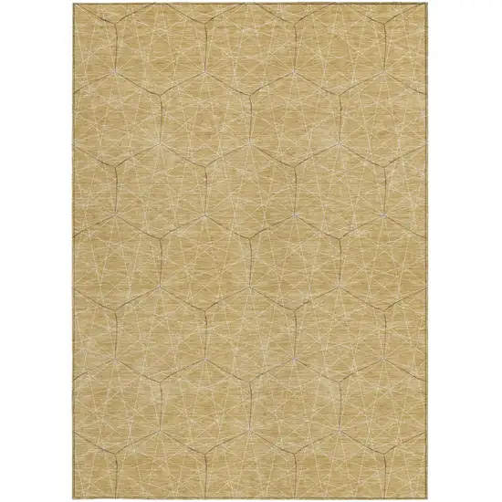 Gold Black And Beige Geometric Washable Indoor Outdoor Area Rug Photo 6