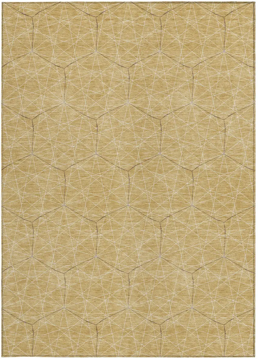 Gold Black And Beige Geometric Washable Indoor Outdoor Area Rug Photo 5
