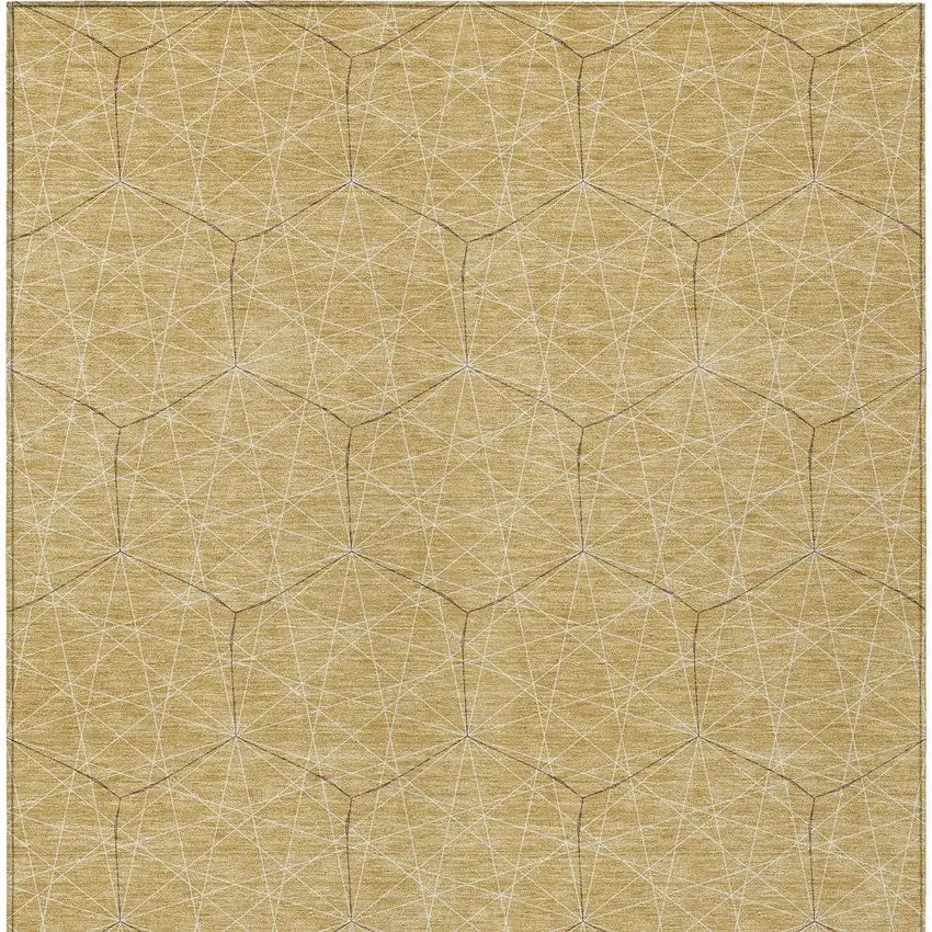Gold Black And Beige Geometric Washable Indoor Outdoor Area Rug Photo 6