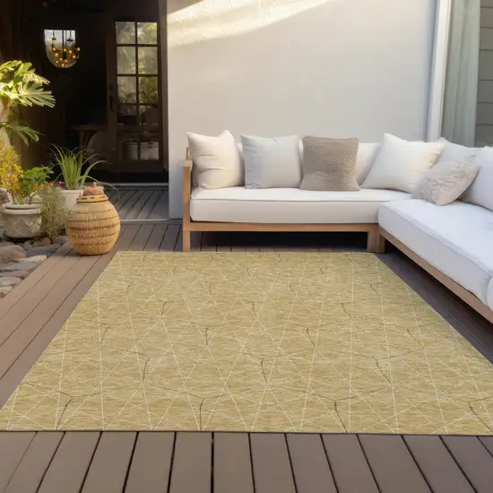 Gold Black And Beige Geometric Washable Indoor Outdoor Area Rug Photo 7