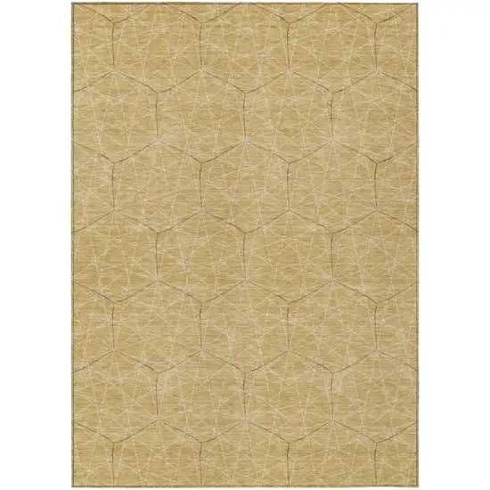 Gold Black And Beige Geometric Washable Indoor Outdoor Area Rug Photo 2