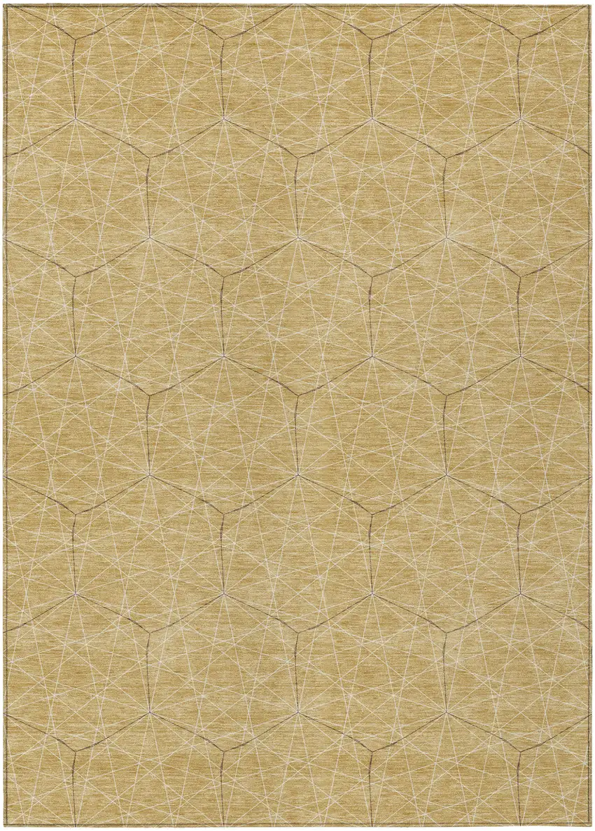 Gold Black And Beige Geometric Washable Indoor Outdoor Area Rug Photo 2