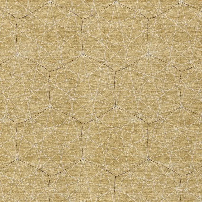 Gold Black And Beige Geometric Washable Indoor Outdoor Area Rug Photo 5