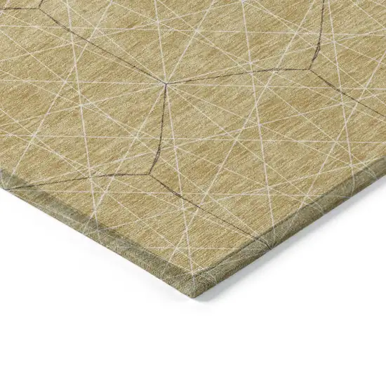Gold Black And Beige Geometric Washable Indoor Outdoor Area Rug Photo 4