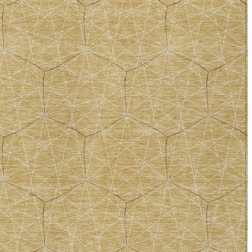Gold Black And Beige Geometric Washable Indoor Outdoor Area Rug Photo 5