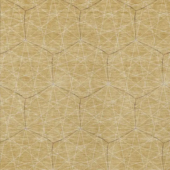 Gold Black And Beige Geometric Washable Indoor Outdoor Area Rug Photo 5