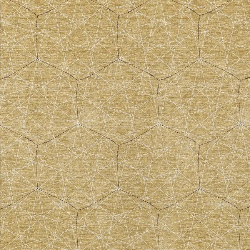 Gold Black And Beige Geometric Washable Indoor Outdoor Area Rug Photo 5