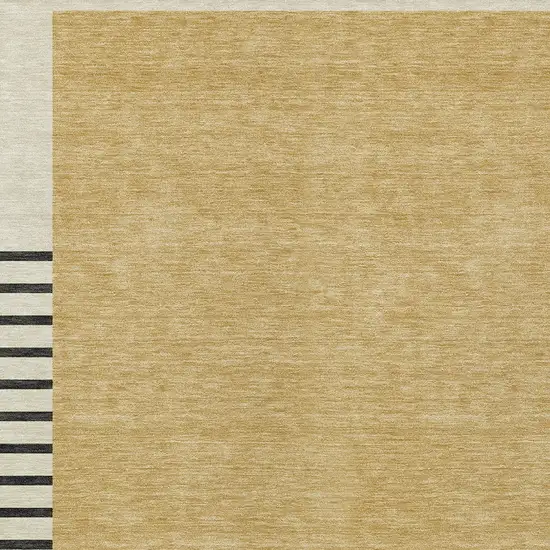 Gold Black And Beige Striped Washable Indoor Outdoor Area Rug Photo 4