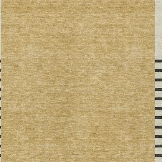 Gold Black And Beige Striped Washable Indoor Outdoor Area Rug Photo 5