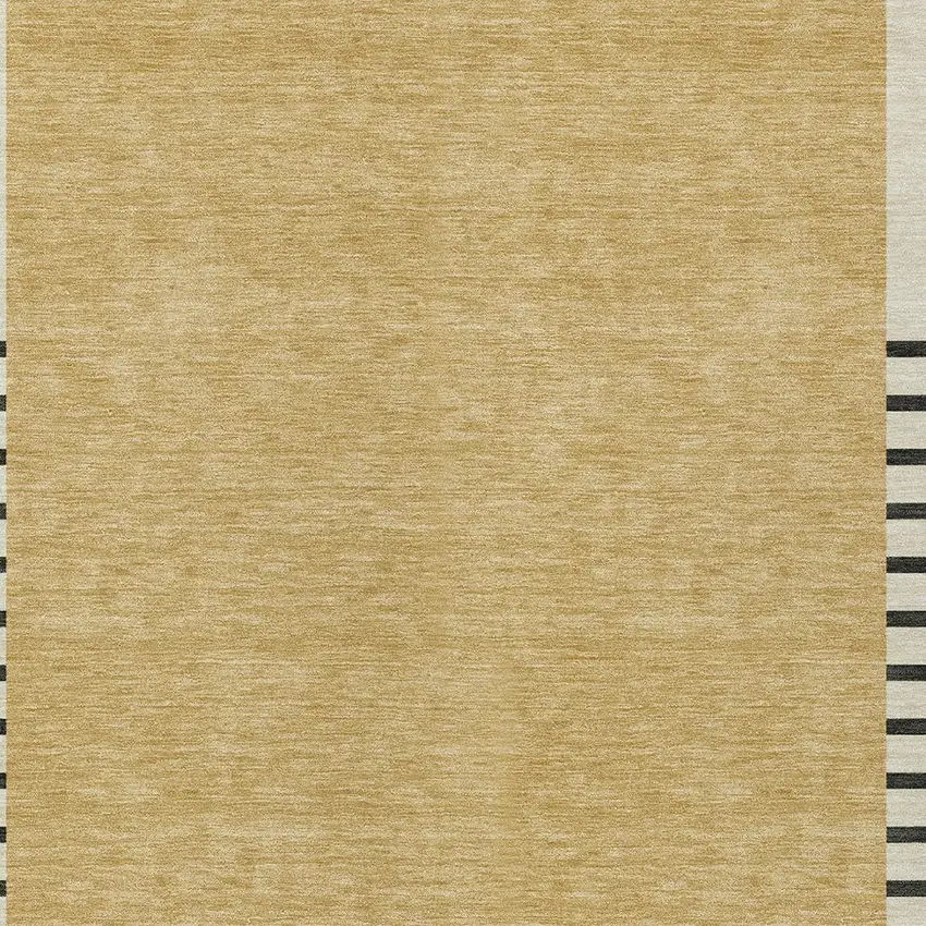 Gold Black And Beige Striped Washable Indoor Outdoor Area Rug Photo 5