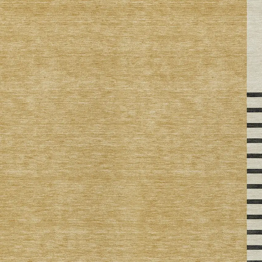 Gold Black And Beige Striped Washable Indoor Outdoor Area Rug Photo 5