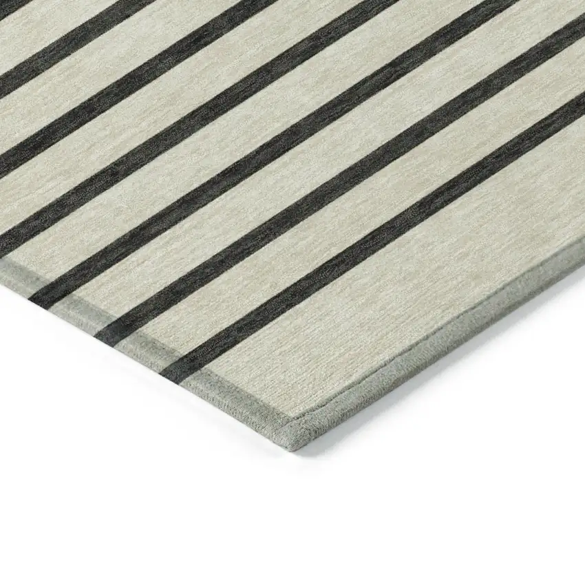 Gold Black And Beige Striped Washable Indoor Outdoor Area Rug Photo 4