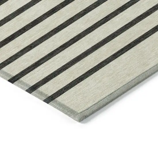 Gold Black And Beige Striped Washable Indoor Outdoor Area Rug Photo 3