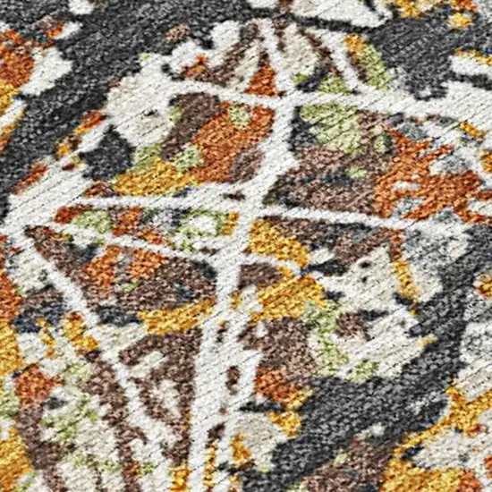 Gold Black And Ivory Abstract Washable Indoor Outdoor Area Rug Photo 3