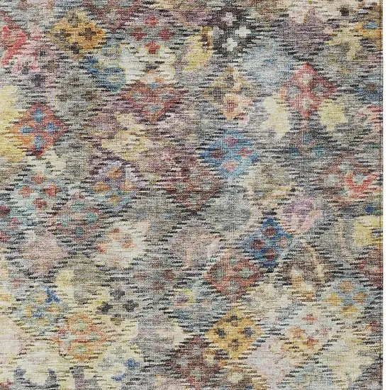 Gold Blue And Brown Floral Washable Indoor Outdoor Area Rug Photo 6