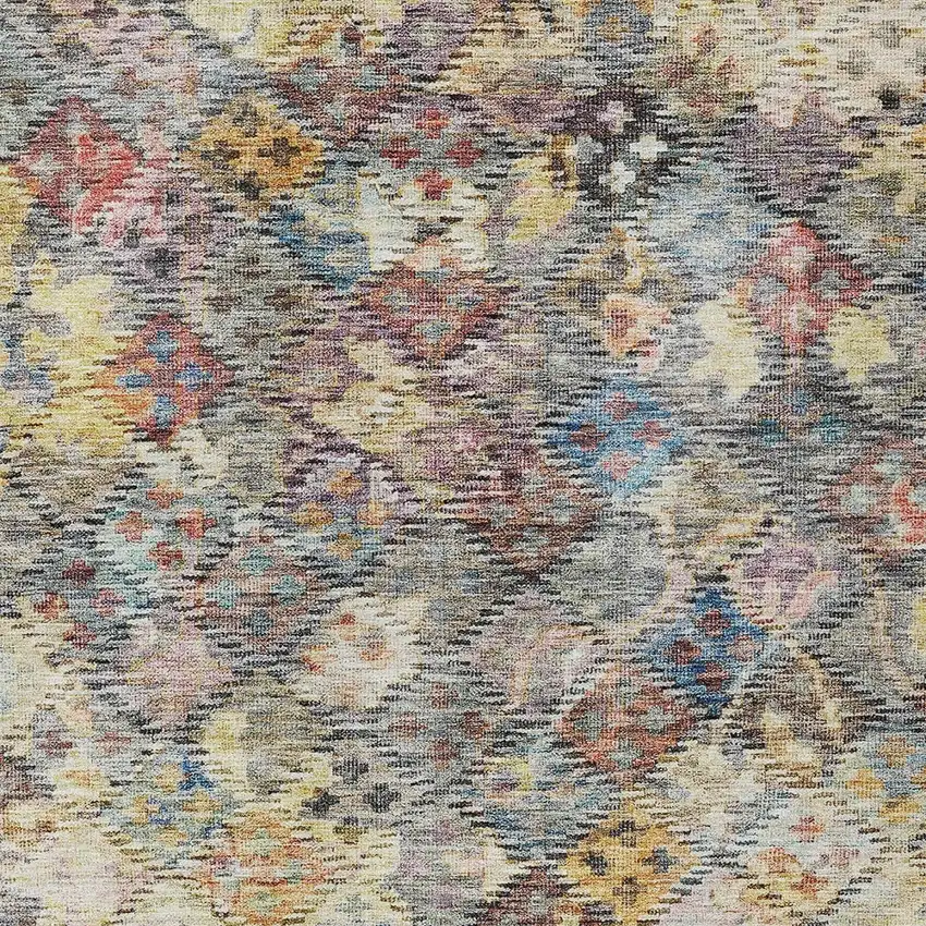 Gold Blue And Brown Floral Washable Indoor Outdoor Area Rug Photo 6