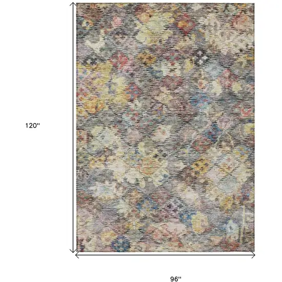 Gold Blue And Brown Floral Washable Indoor Outdoor Area Rug Photo 8