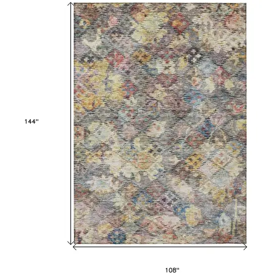 Gold Blue And Brown Floral Washable Indoor Outdoor Area Rug Photo 8