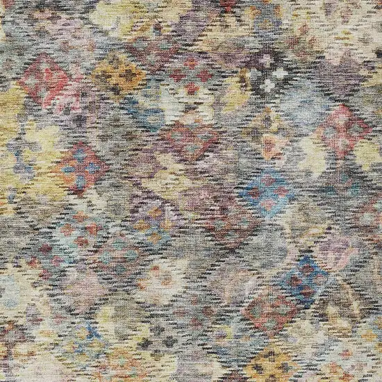 Gold Blue And Brown Floral Washable Indoor Outdoor Area Rug Photo 6