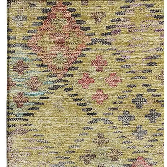 Gold Blue And Copper Geometric Washable Area Rug With UV Protection Photo 4