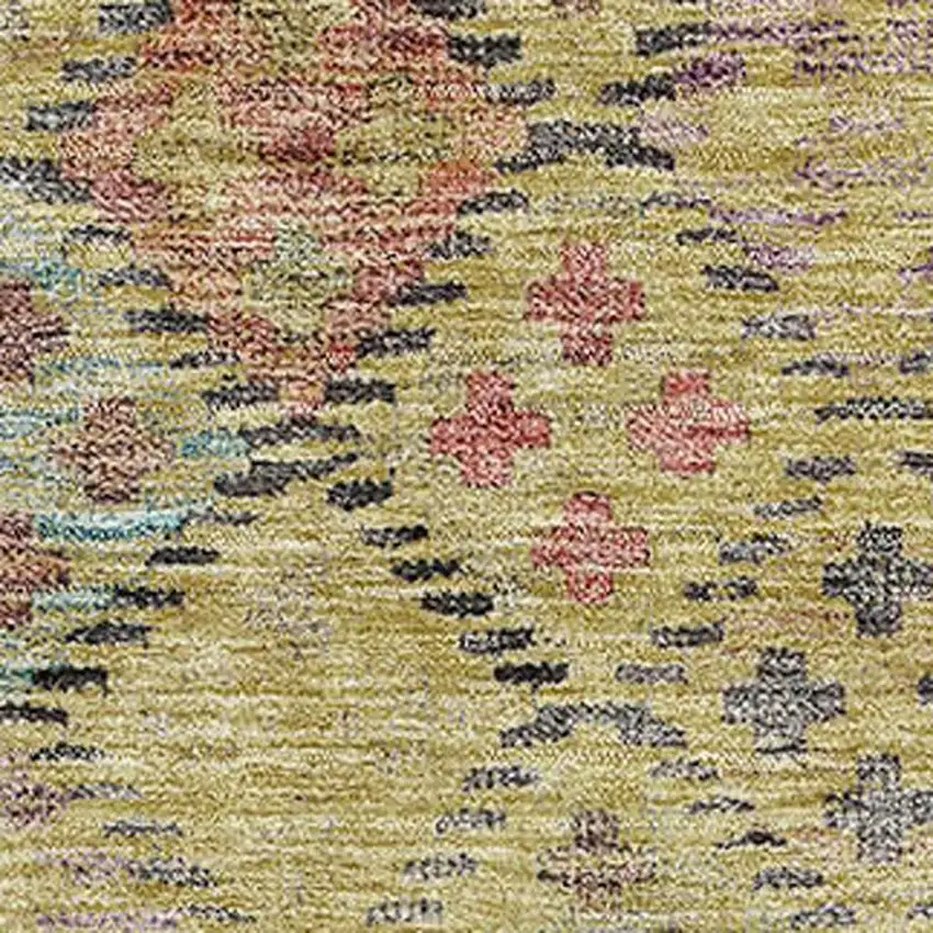 Gold Blue And Copper Geometric Washable Area Rug With UV Protection Photo 3