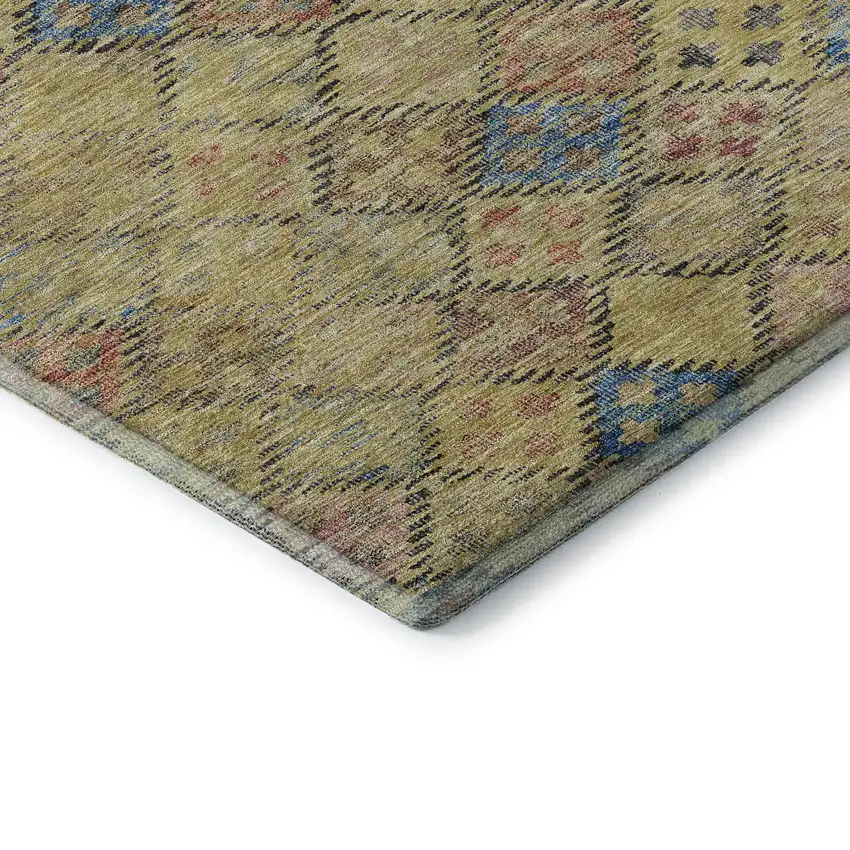 Gold Blue And Copper Geometric Washable Area Rug With UV Protection Photo 7