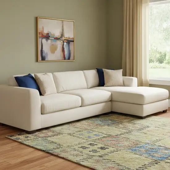 Gold Blue And Copper Geometric Washable Area Rug With UV Protection Photo 2