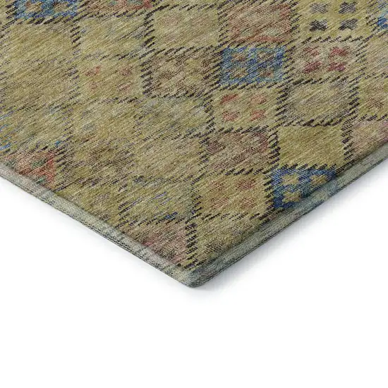 Gold Blue And Copper Geometric Washable Area Rug With UV Protection Photo 7