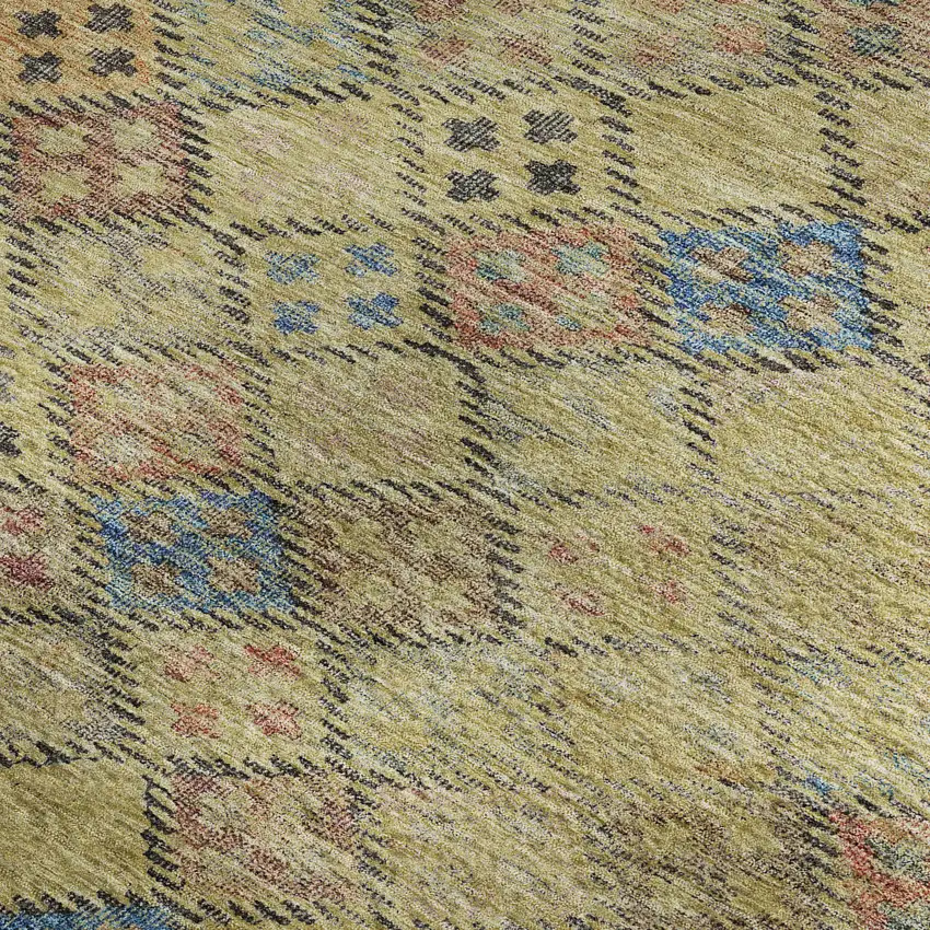 Gold Blue And Copper Geometric Washable Area Rug With UV Protection Photo 2