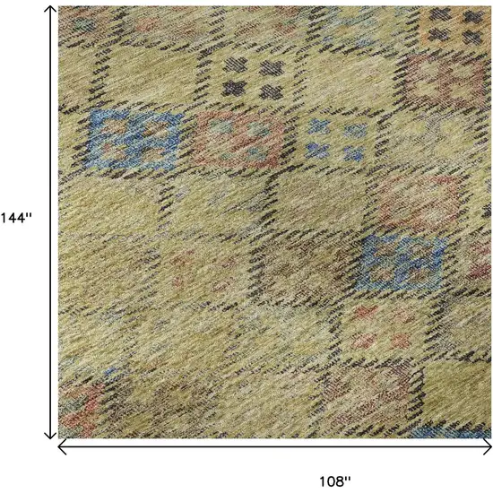 Gold Blue And Copper Geometric Washable Area Rug With UV Protection Photo 9