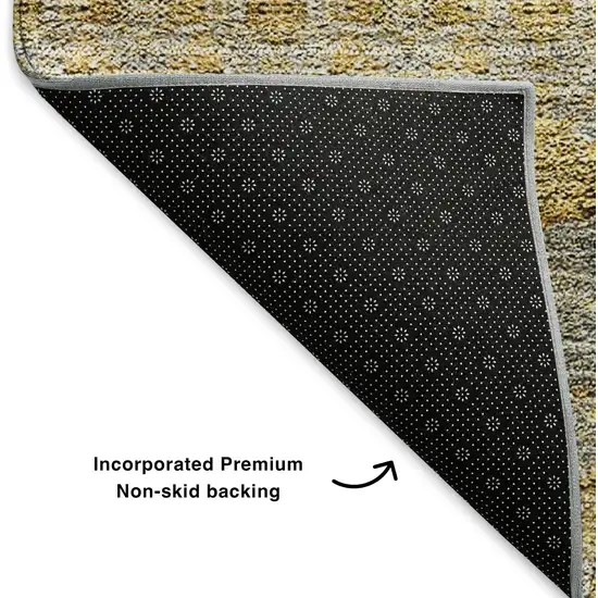 Gold Blue And Ivory Floral Medallion Washable Area Rug With UV Protection Photo 7