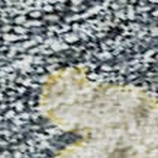 Gold Blue And Ivory Floral Washable Area Rug With UV Protection Photo 2