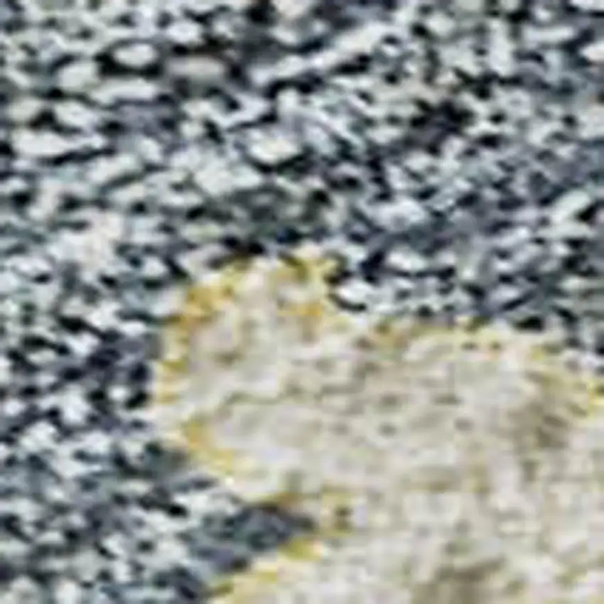 Gold Blue And Ivory Floral Washable Area Rug With UV Protection Photo 2