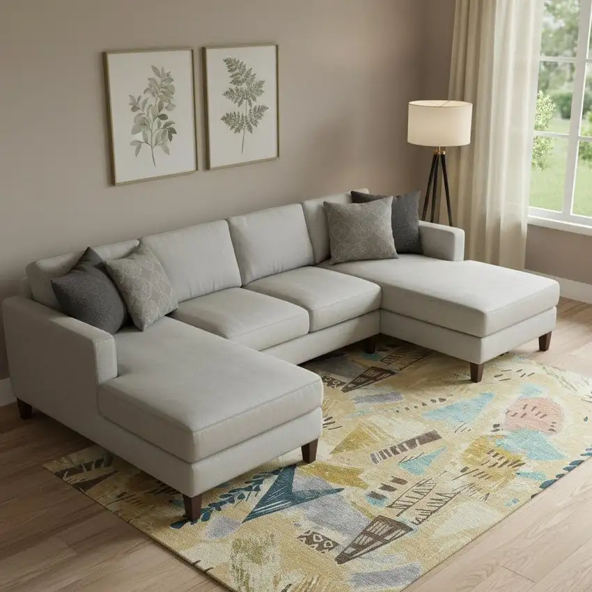 Gold Blue And Ivory Geometric Washable Area Rug With UV Protection Photo 2