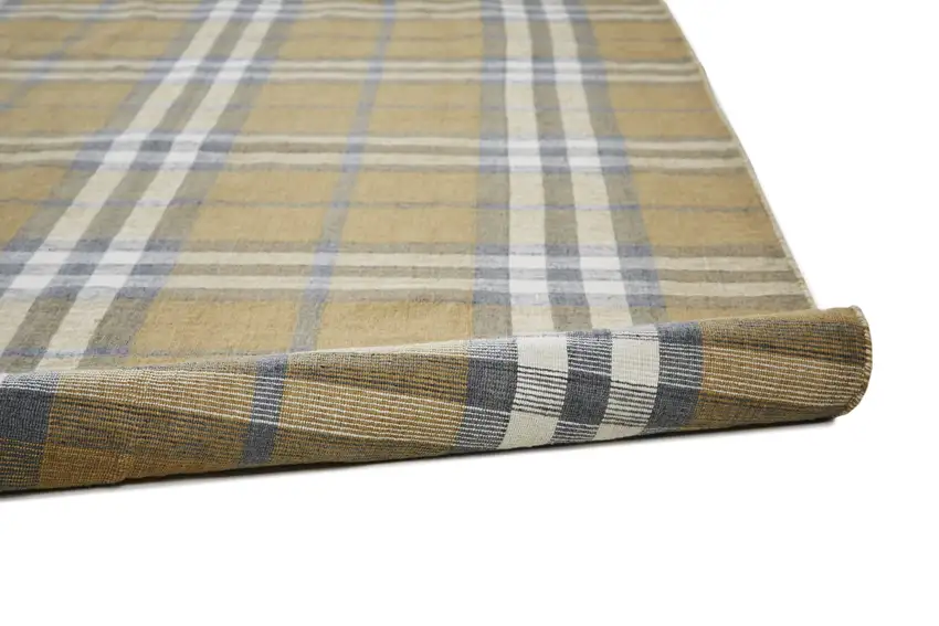 Gold Blue And White Abstract Hand Woven Stain Resistant Area Rug Photo 7