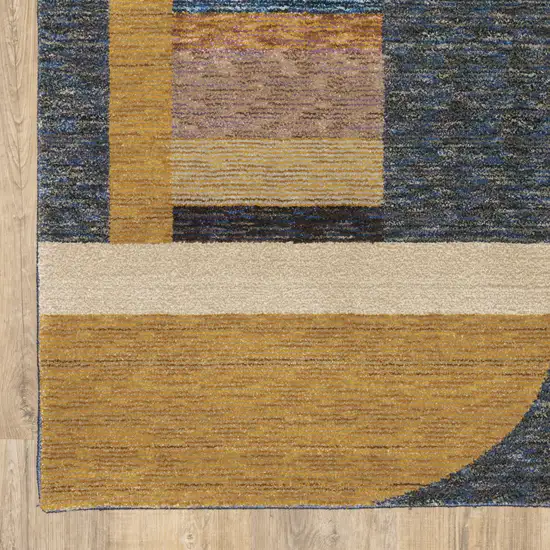 Blue and Beige Geometric Power Loom Area Rug Photo 9