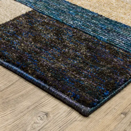 Blue and Beige Geometric Power Loom Area Rug Photo 4