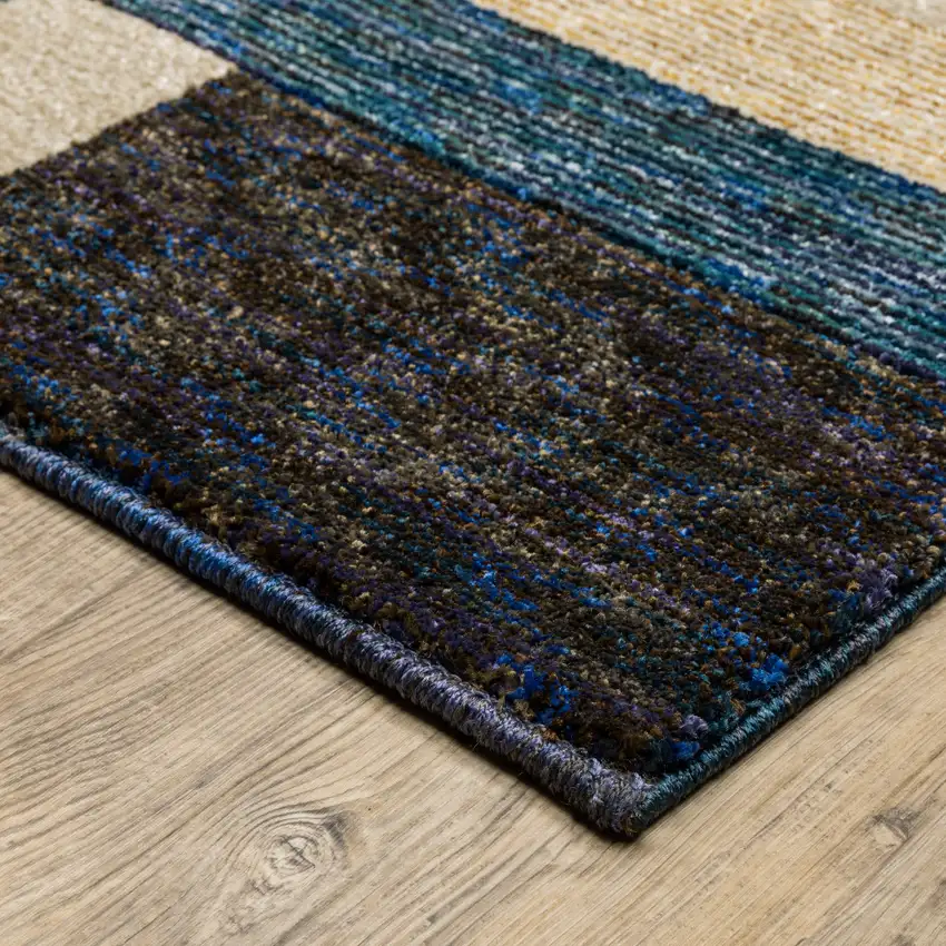 Blue and Beige Geometric Power Loom Area Rug Photo 4