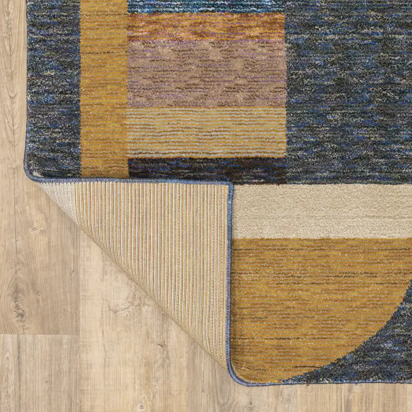 Blue and Beige Geometric Power Loom Area Rug Photo 8