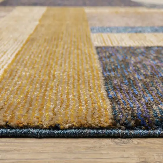 Blue and Beige Geometric Power Loom Area Rug Photo 5