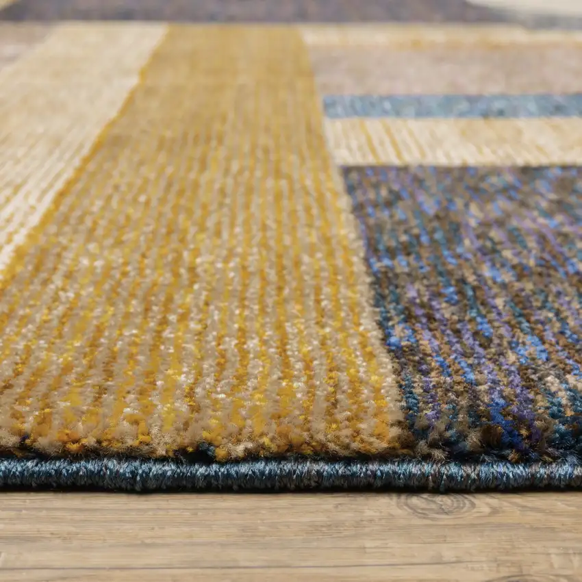 Blue and Beige Geometric Power Loom Area Rug Photo 5