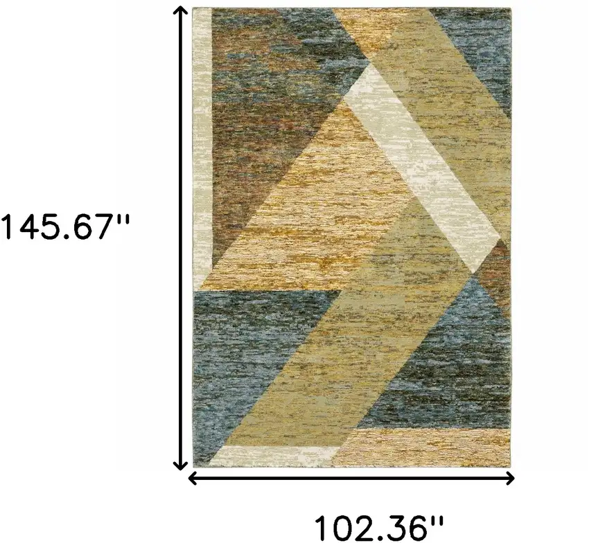 Blue and Beige Geometric Power Loom Area Rug Photo 3
