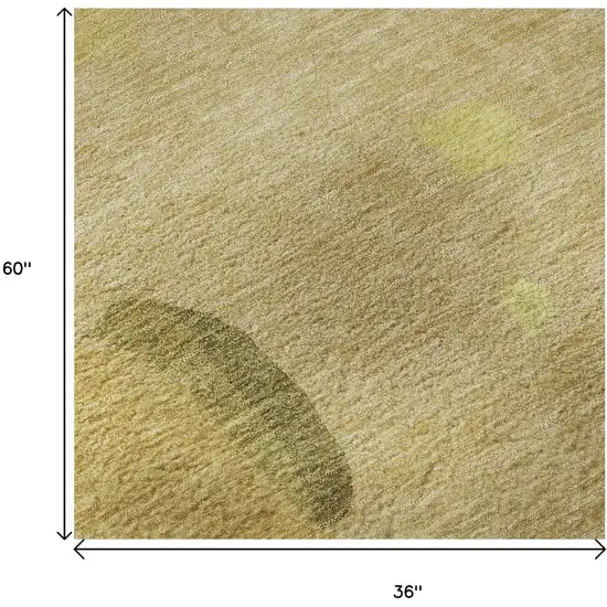 Gold Brown And Beige Abstract Washable Area Rug With UV Protection Photo 9