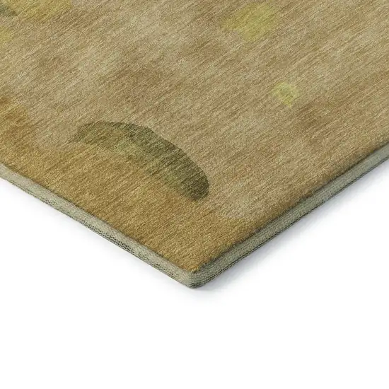 Gold Brown And Beige Abstract Washable Area Rug With UV Protection Photo 6