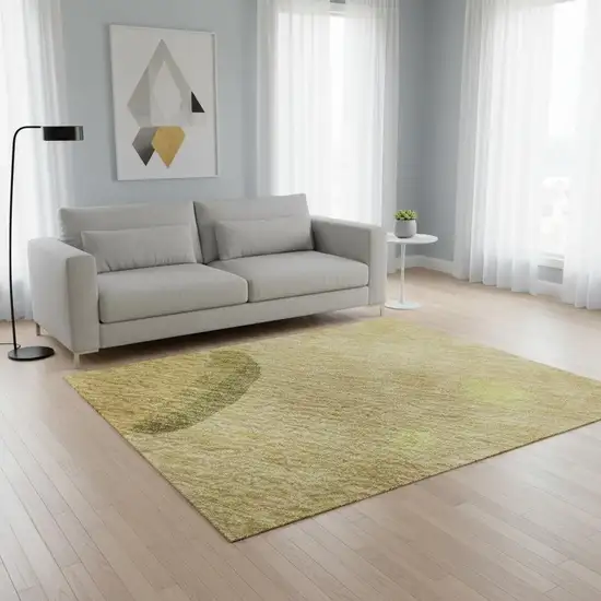 Gold Brown And Beige Abstract Washable Area Rug With UV Protection Photo 2