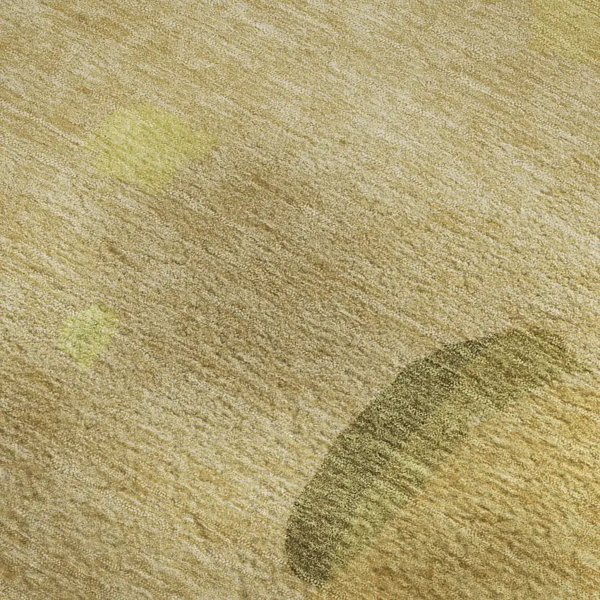 Gold Brown And Beige Abstract Washable Area Rug With UV Protection Photo 2