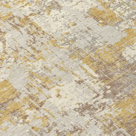 Gold Brown And Beige Abstract Washable Indoor Outdoor Area Rug Photo 5
