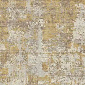 Photo of Gold Brown And Beige Abstract Washable Indoor Outdoor Area Rug